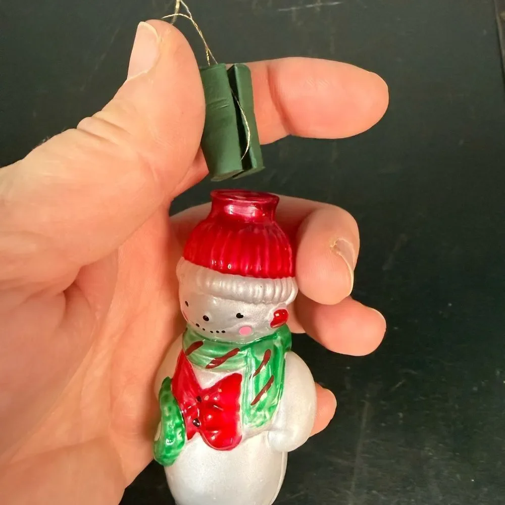 Vintage Avon Glass Light Cover SNOWMAN Miniature Lights Ornament